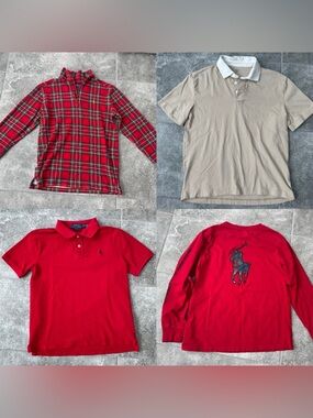 Polo Ralph Lauren Gap bundle red beige polo long sleeves kids size Large